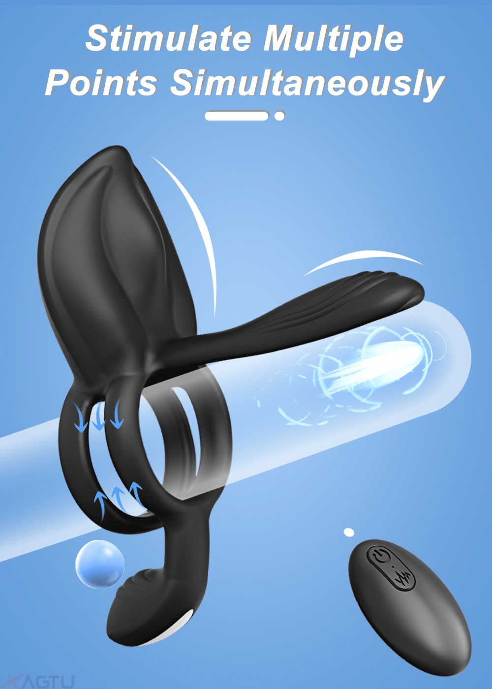 Cock Ring Vibrant pour Hommes - Retard d’Éjaculation | Stimulation du Clitoris, Point G et Anal | Sextoy Couple