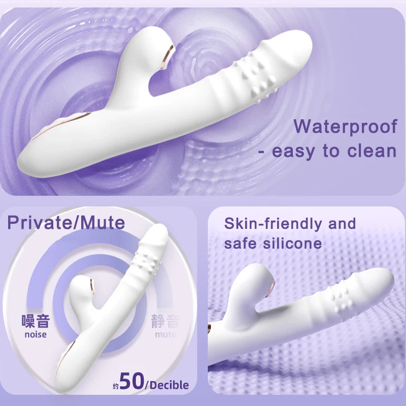 Vibromasseur Va-et-Vient Multifonction – Vibration, Succion & Léchage