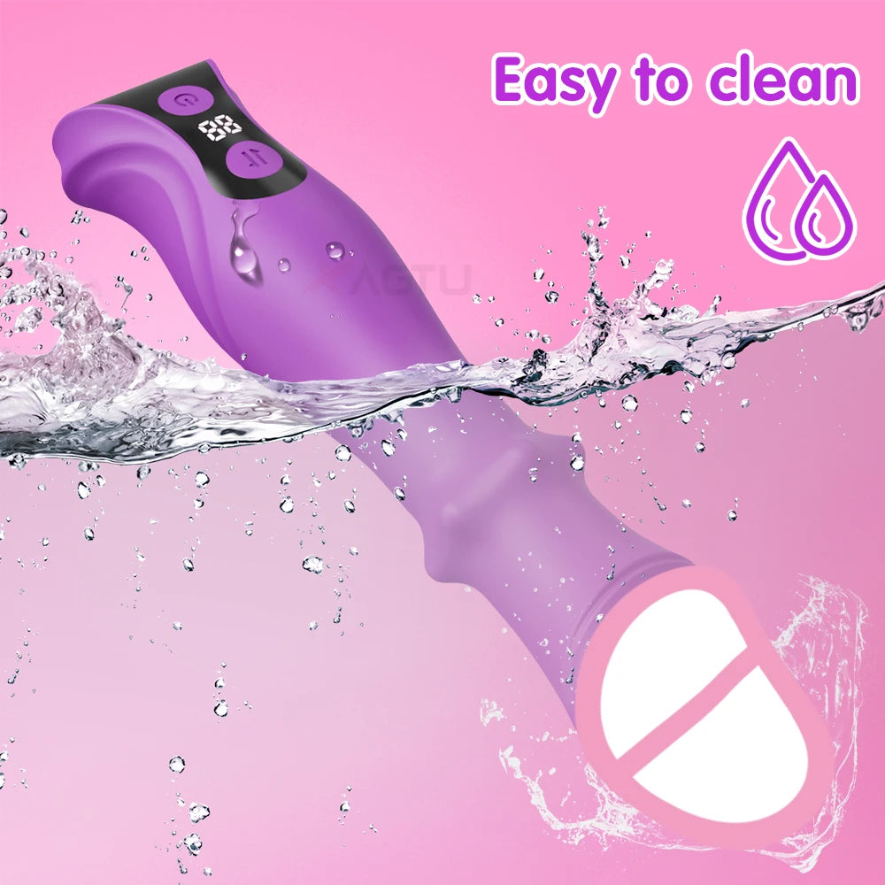 Vibromasseur Télescopique 3-en-1 – Stimulation Point G, Clitoris & Vaginale ✨ Laissez-vous emporter par une vague de plaisir profond et précis.