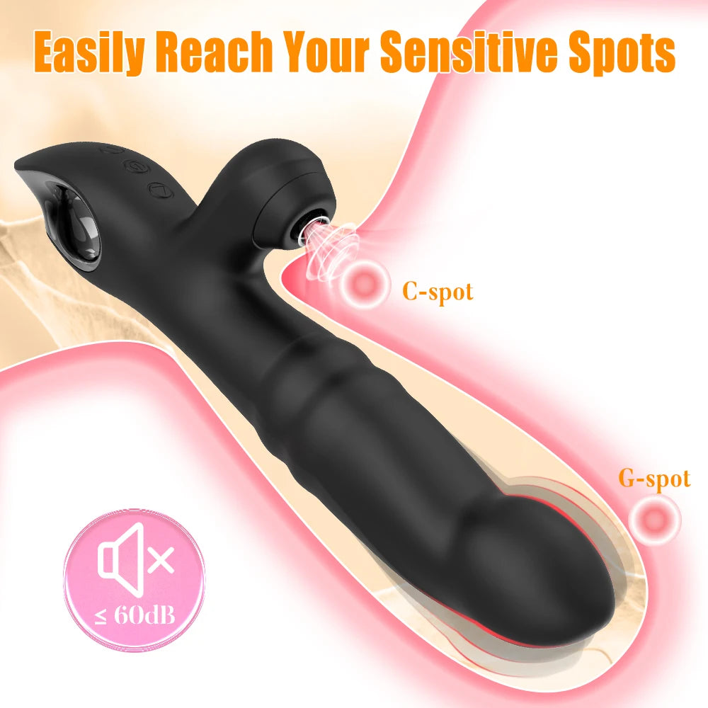 Vibromasseur Réaliste en Silicone avec Stimulateur Clitoridien – Dildo Pénétrant et Suceur de Clitoris