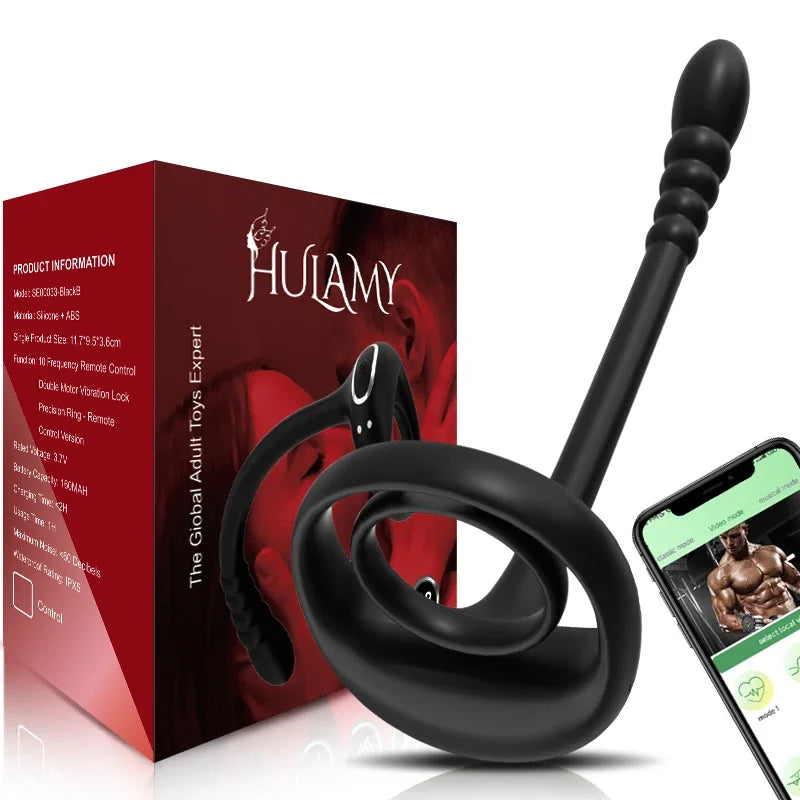 Vibrateur Prostatique Connecté - Sextoy Bluetooth pour Homme avec Anneau Pénien et Massage Testiculaire - Plug Anal et Cockring 3 en 1