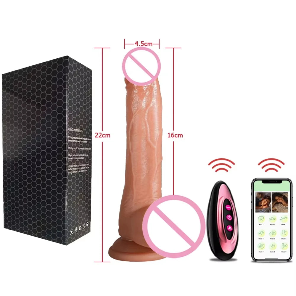 Gode Réaliste Téléscopique Vibrant Chauffant – Contrôle à Distance via Appli