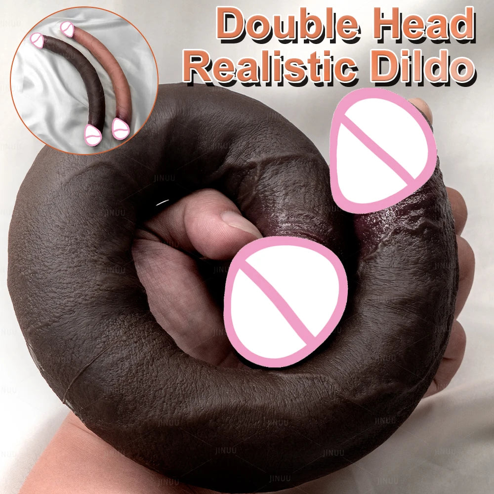 Double Dildo Réaliste 48,5 cm – Sextoy Long en Silicone Liquide pour Stimulation Vaginale et Anale, Usage en Couple ou Solo