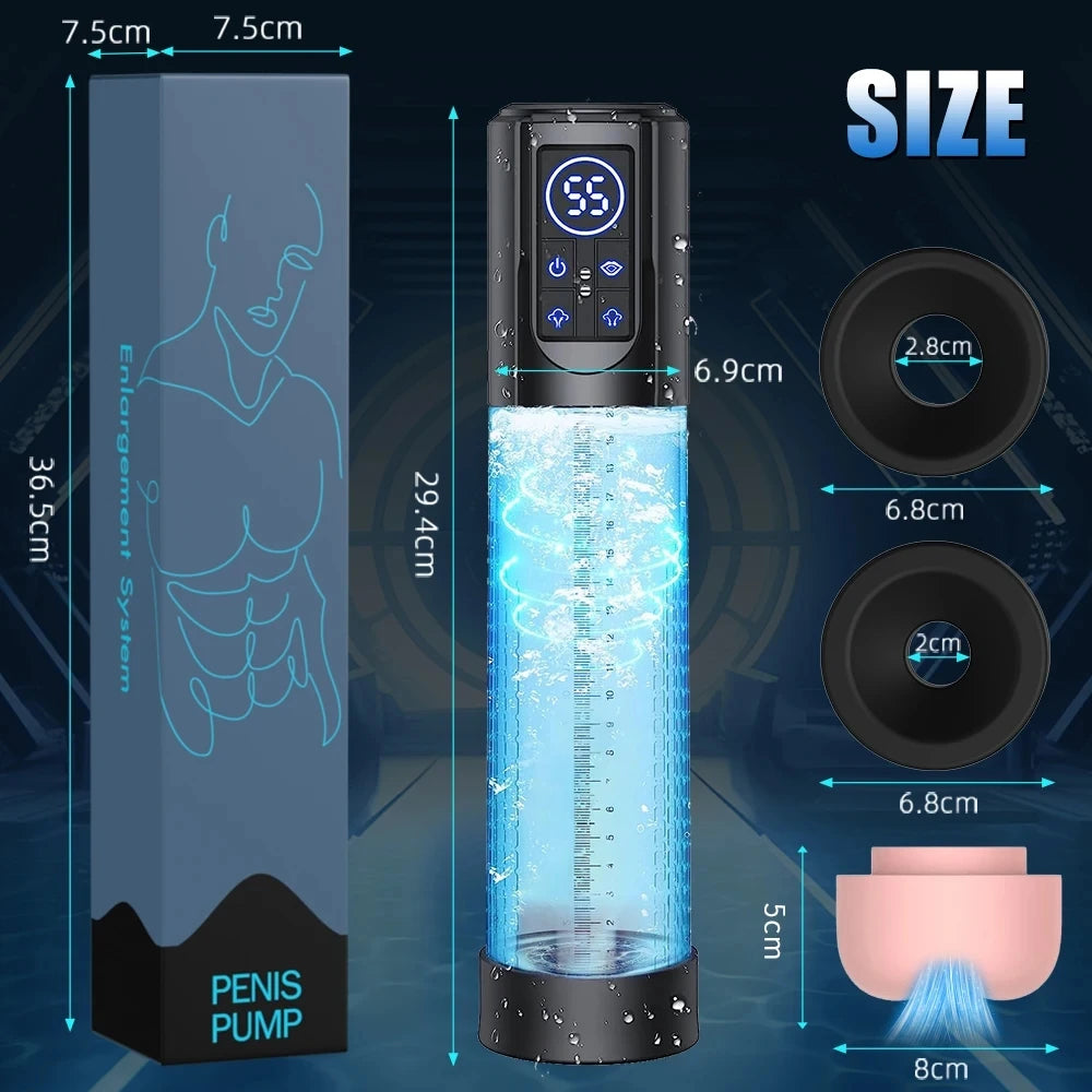 Pompe à Pénis Électrique Étanche IPX7 – Agrandisseur Masculin Automatique et Stimulation Érectile