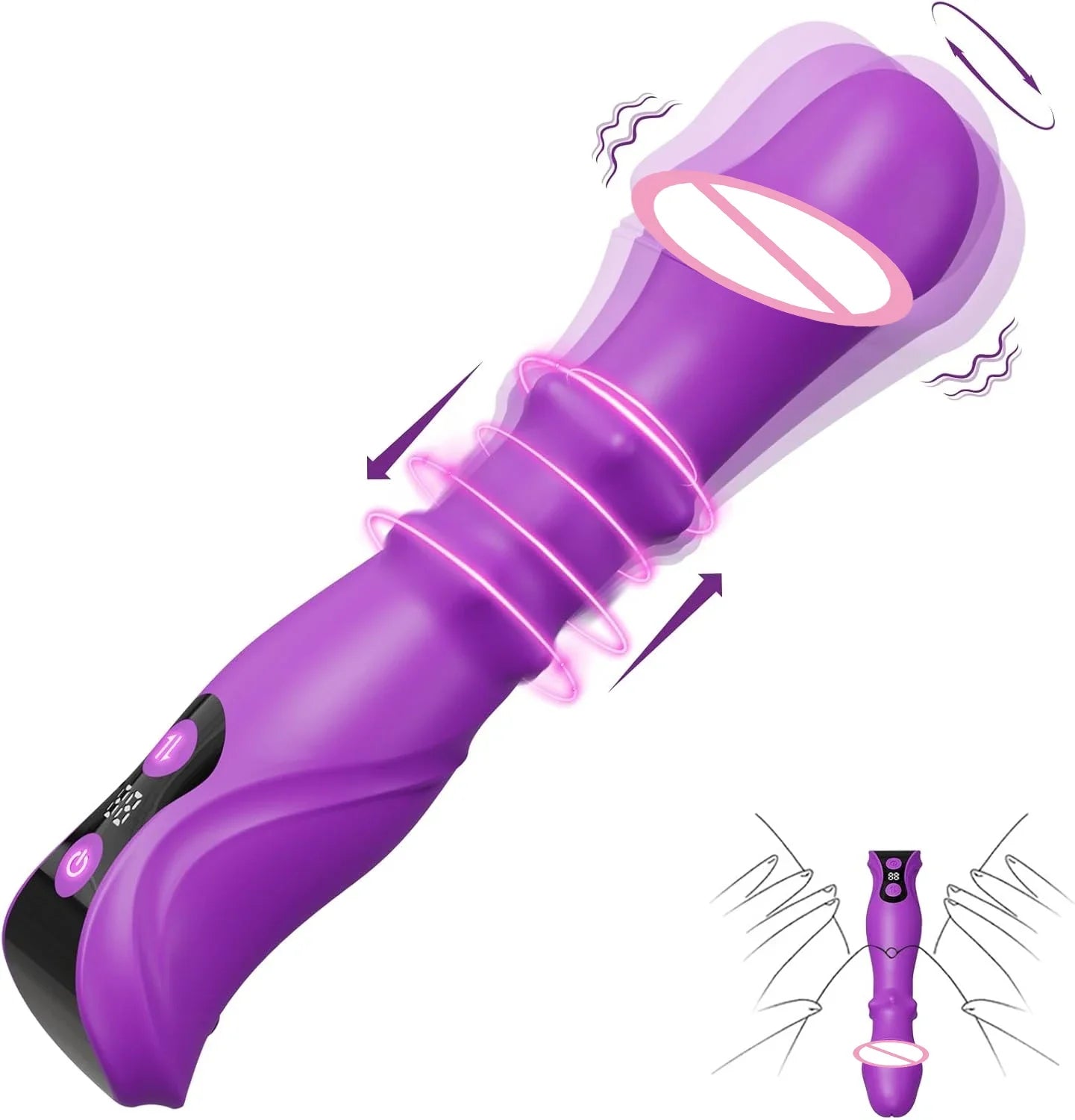 Vibromasseur Télescopique 3-en-1 – Stimulation Point G, Clitoris & Vaginale ✨ Laissez-vous emporter par une vague de plaisir profond et précis.