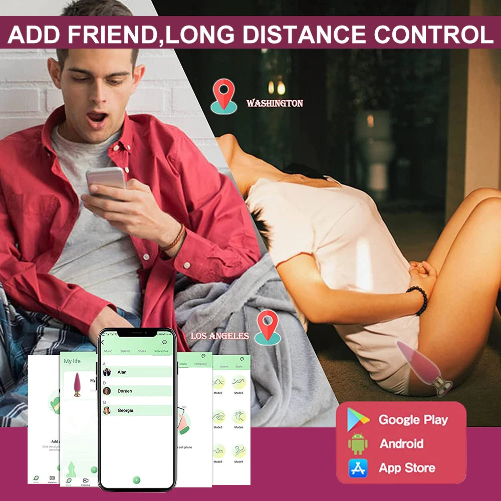 Plug Anal Vibrant Bluetooth - Télécommande via Application - Sextoy Unisexe Sans Fil pour Stimulation du Point G et Prostate - Compatible Homme/Femme