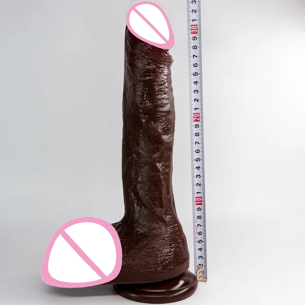 Long Dildo Réaliste Noir avec Ventouse - Plug Anal XXL en Forme de Gros Phallus | Sextoy Homme et Femme