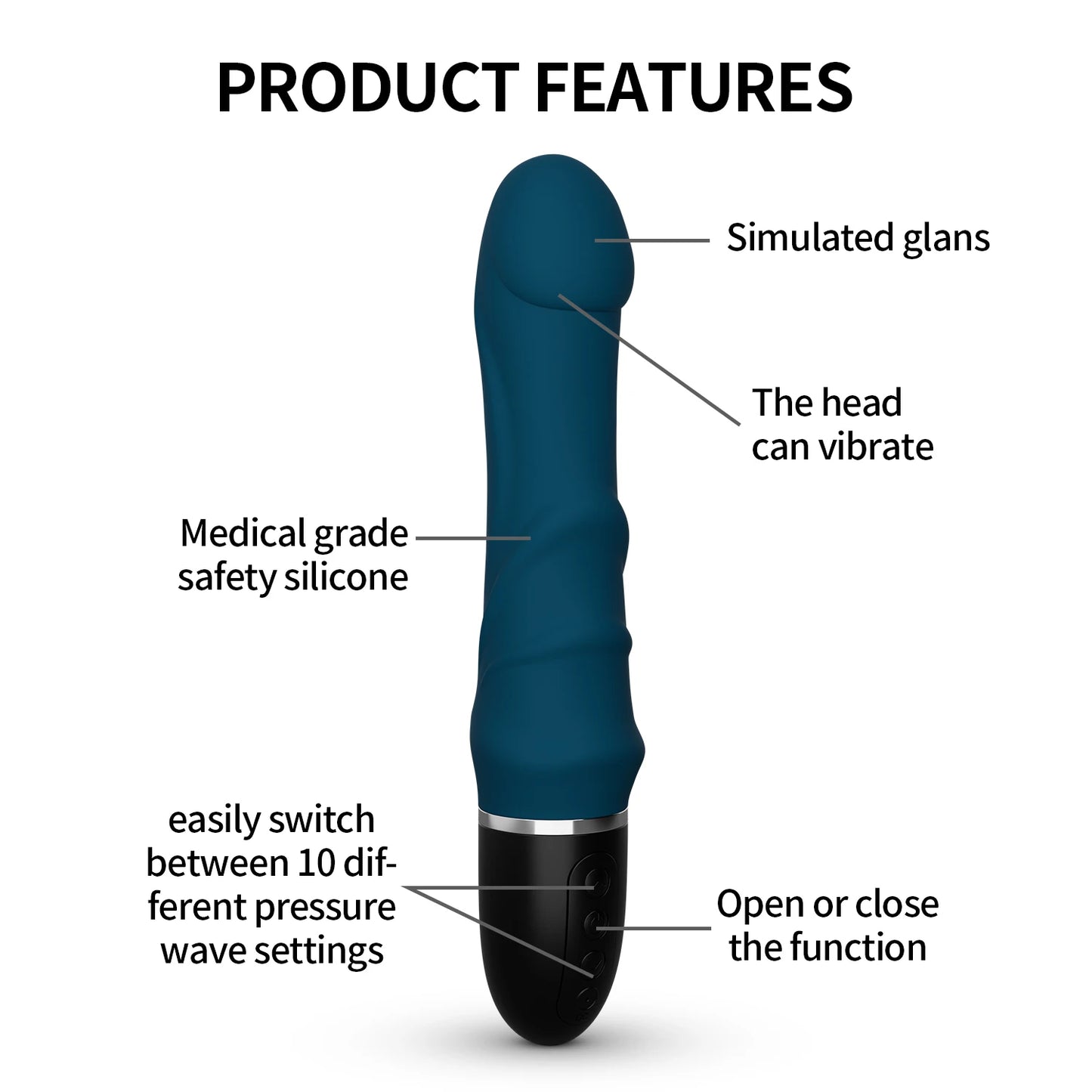 Vibrateur en Silicone Doux 10 Modes - Godemichet Vibrant pour Femme - Stimulateur Clitoridien et Point G - Masturbateur Féminin et Sextoy pour Couple