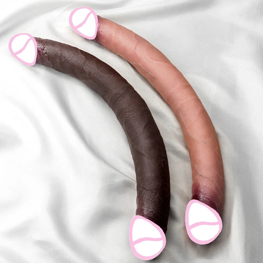Double Dildo Réaliste 48,5 cm – Sextoy Long en Silicone Liquide pour Stimulation Vaginale et Anale, Usage en Couple ou Solo