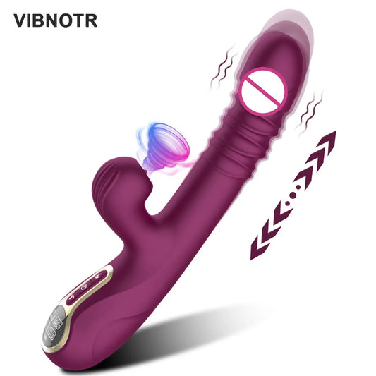 Vibromasseur Poussant Automatique – Stimulation Point G & Clitoris avec Fonction Succion