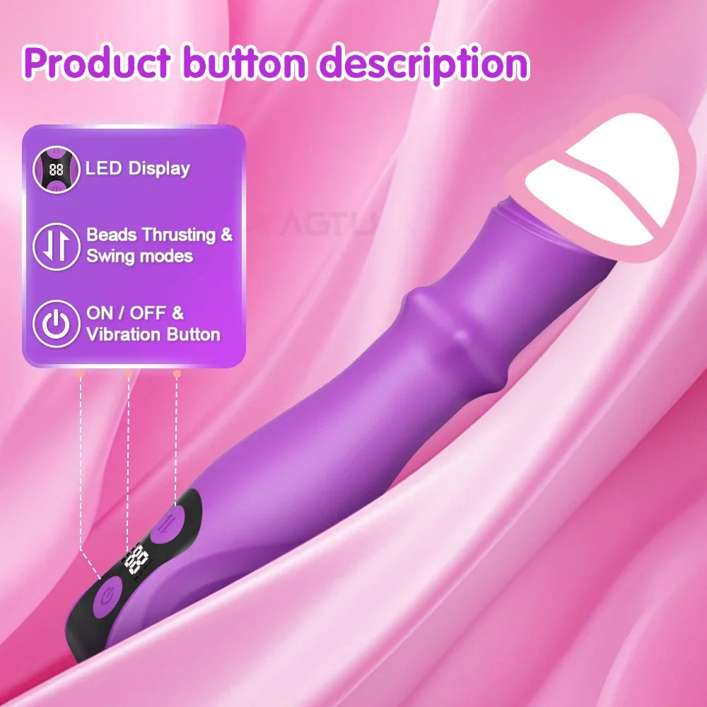 Vibromasseur Télescopique 3-en-1 – Stimulation Point G, Clitoris & Vaginale ✨ Laissez-vous emporter par une vague de plaisir profond et précis.