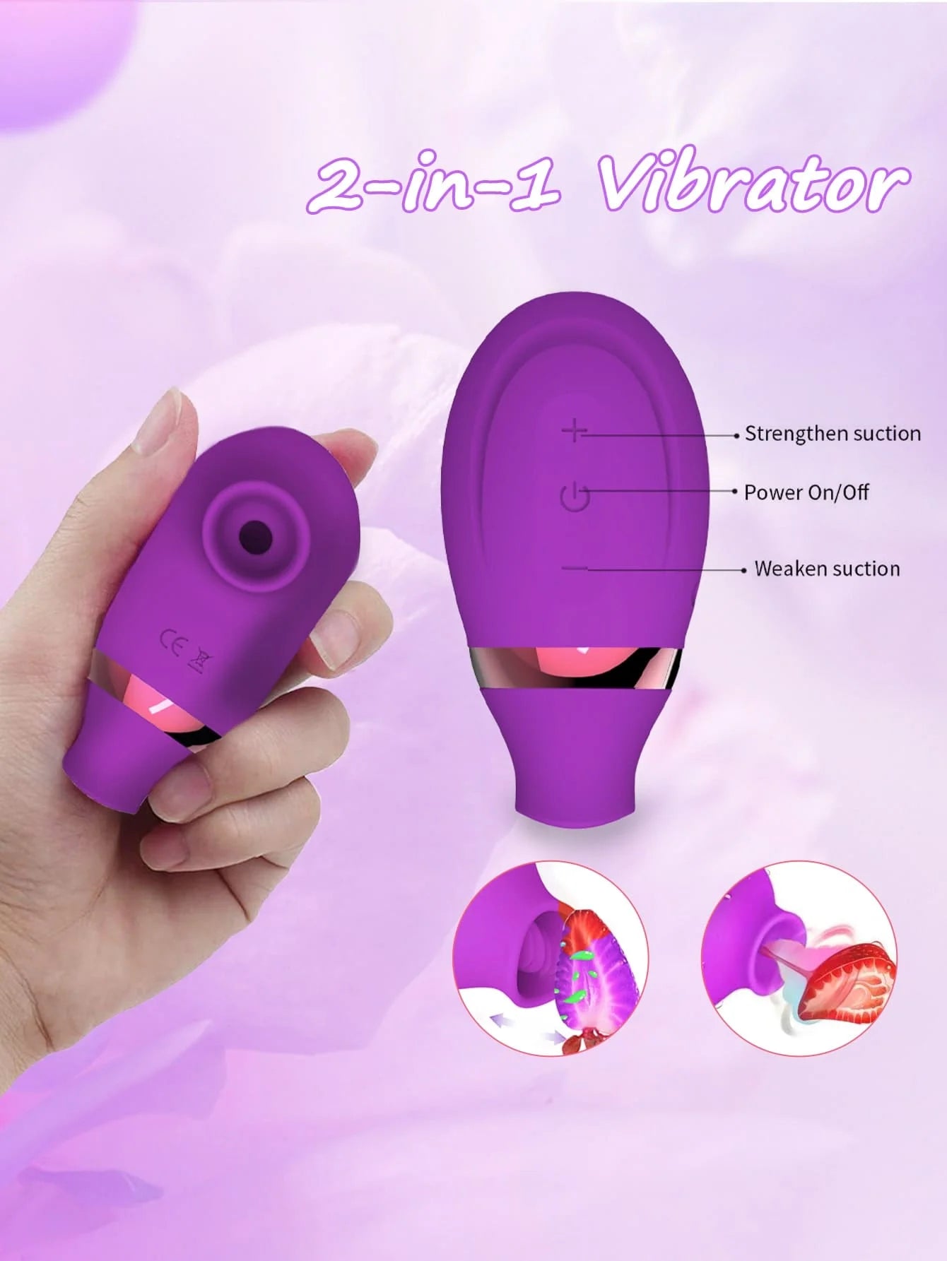 Stimulateur Clitoridien et Vaginal Double Action - Vibreur Succeur et Lècheur pour Femme | Sextoy Adulte