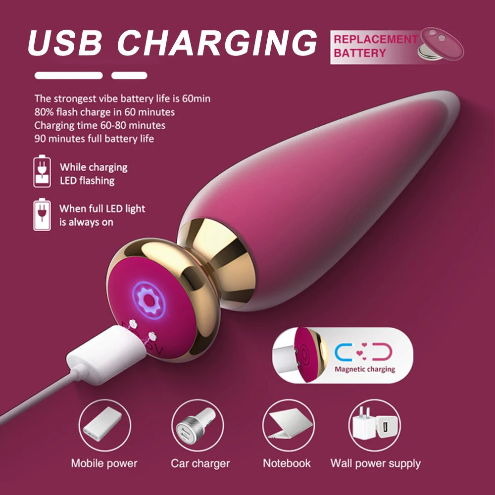 Plug Anal Vibrant Bluetooth - Télécommande via Application - Sextoy Unisexe Sans Fil pour Stimulation du Point G et Prostate - Compatible Homme/Femme