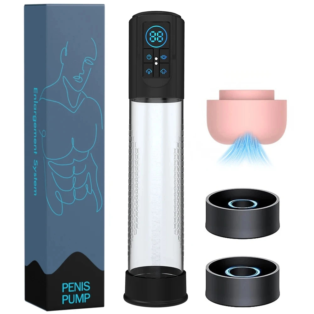 Pompe à Pénis Électrique Étanche IPX7 – Agrandisseur Masculin Automatique et Stimulation Érectile