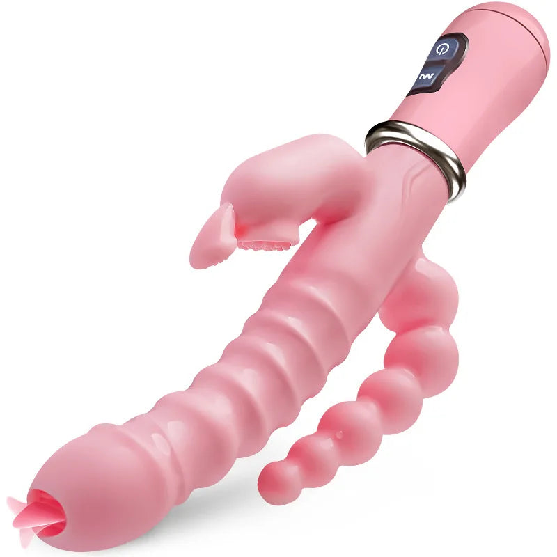 LickLip 3 en 1 – Vibromasseur Rabbit avec Fonction Léchage de Langue, Double Tige et Stimulation Triple | Sextoy Haute Précision pour Femme