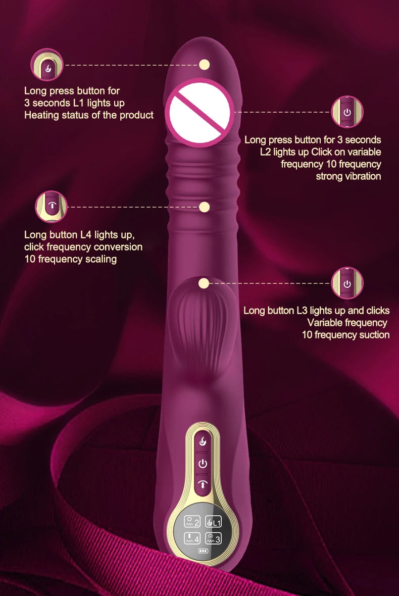 Vibromasseur Poussant Automatique – Stimulation Point G & Clitoris avec Fonction Succion