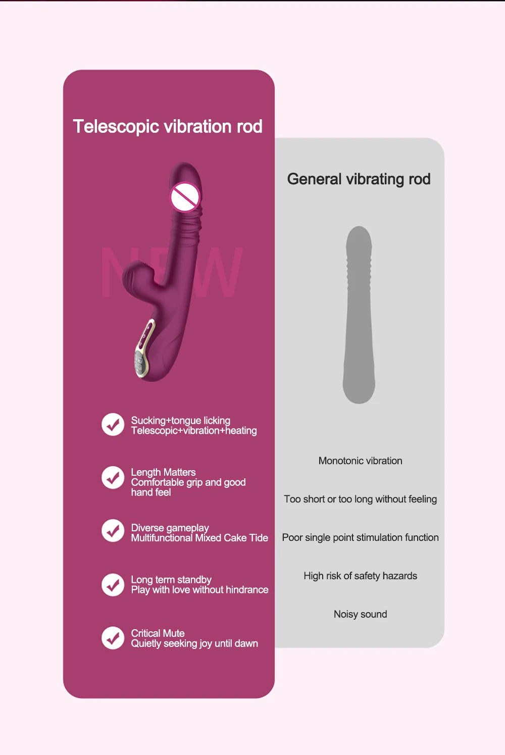 Vibromasseur Poussant Automatique – Stimulation Point G & Clitoris avec Fonction Succion