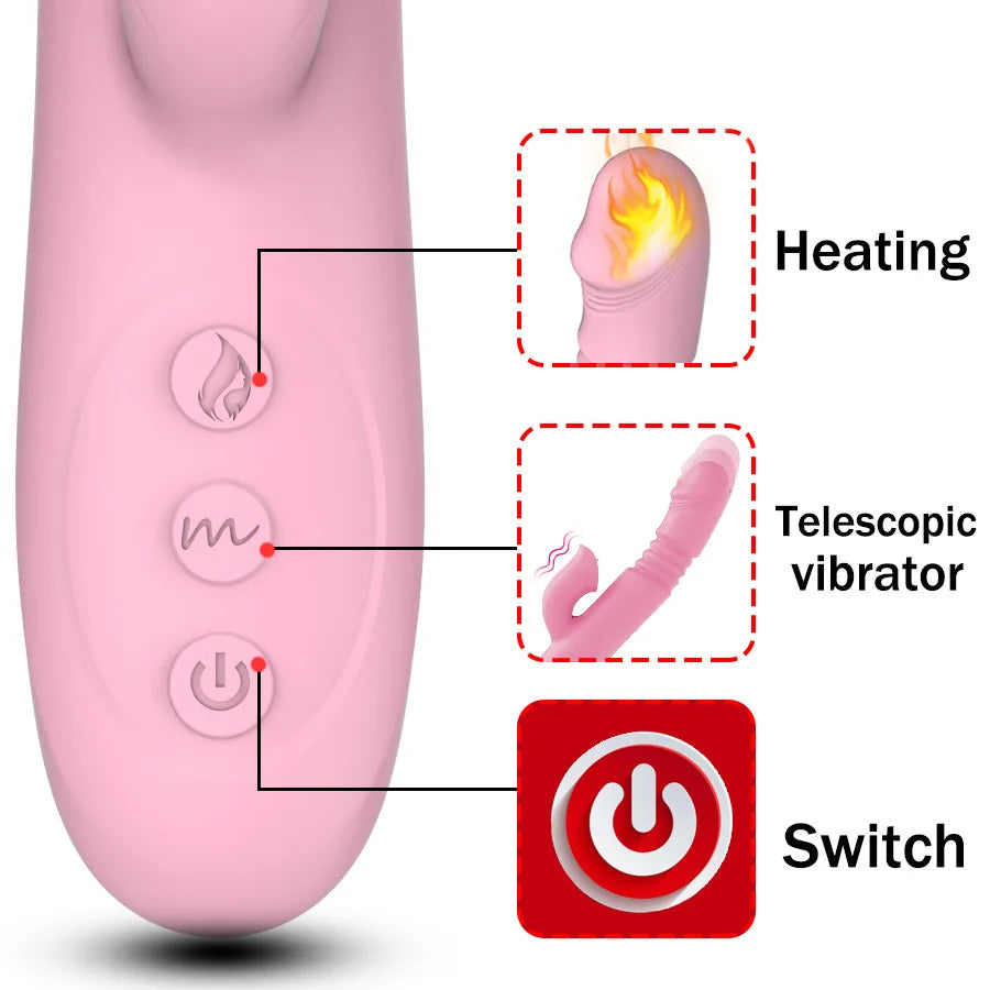 Stimulateur 2 en 1 Léchage + Vibration – Sextoy Chauffant pour Femme