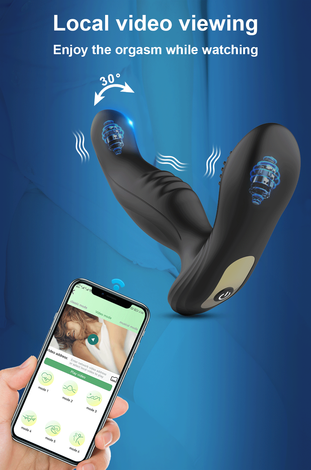 Stimulateur Prostatique Vibrant Connecté - Plug Anal Télécommandé par Application - Sextoy Homme pour Stimulation de la Prostate et Jeux de Couple