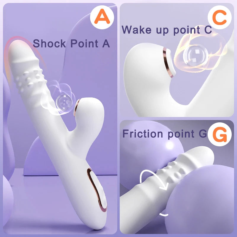 Vibromasseur Va-et-Vient Multifonction – Vibration, Succion & Léchage