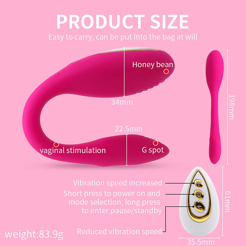 Vibromasseur Connecté 10 Modes – Port Discret en U, Télécommande Sans Fil, Stimulation du Point G pour Femme & Couple