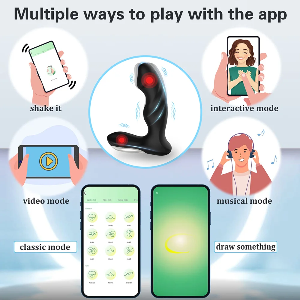 Stimulateur de Prostate Rotatif pour Homme – Vibromasseur Anal Connecté Bluetooth avec Télécommande Sans Fil