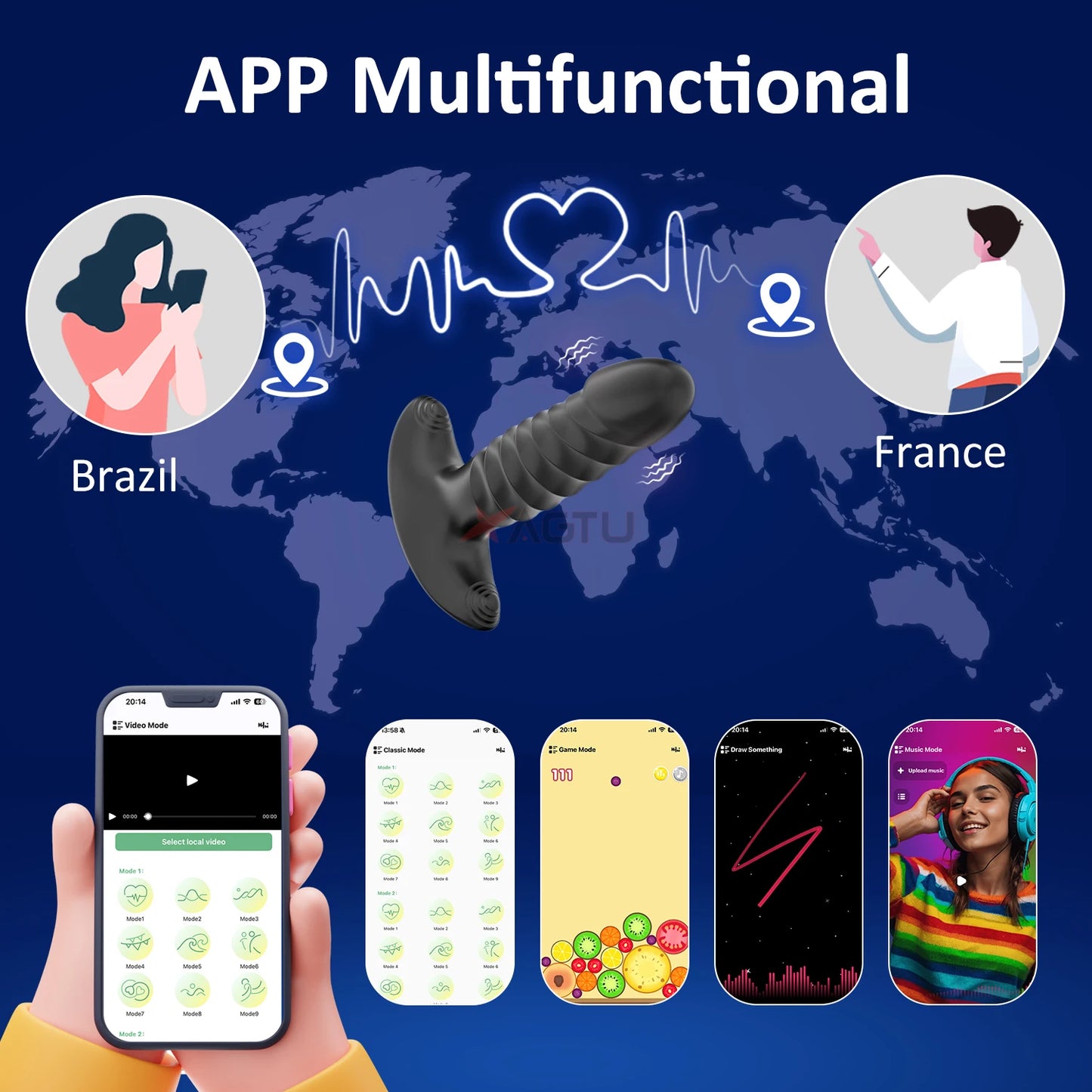 Plug Anal Téléscopique avec Contrôle via Application – Vibromasseur Prostatique et Vaginal pour Homme et Femme | Sextoy Unisexe Connecté