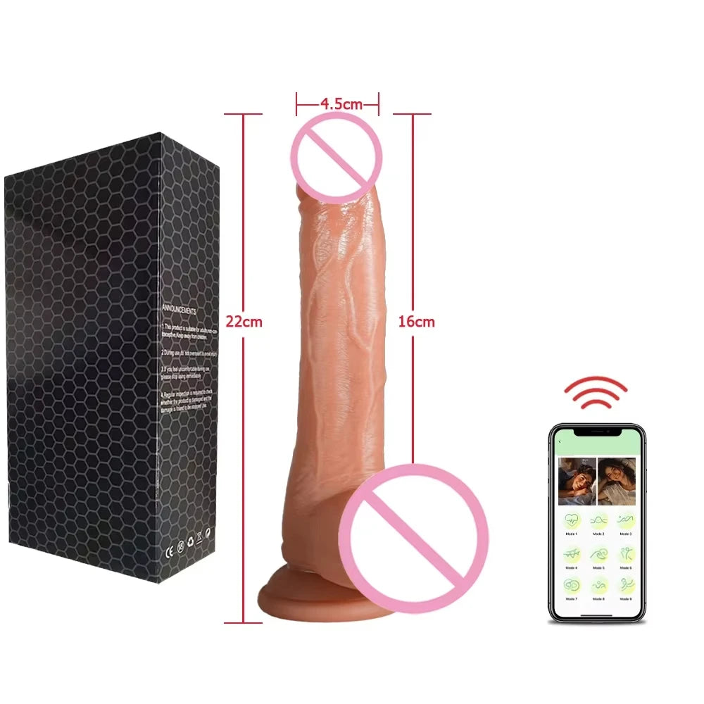 Gode Réaliste Téléscopique Vibrant Chauffant – Contrôle à Distance via Appli