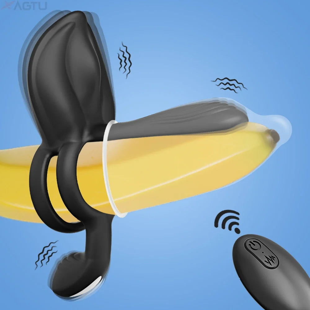Cock Ring Vibrant pour Hommes - Retard d’Éjaculation | Stimulation du Clitoris, Point G et Anal | Sextoy Couple