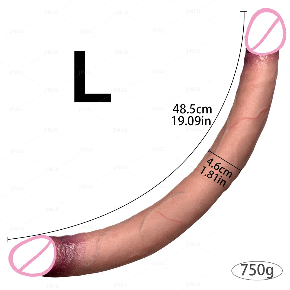 Double Dildo Réaliste 48,5 cm – Sextoy Long en Silicone Liquide pour Stimulation Vaginale et Anale, Usage en Couple ou Solo