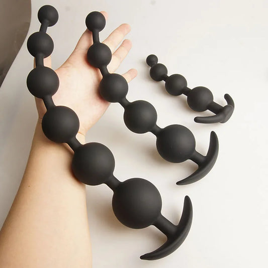 Perles Anales Longues en Silicone – Dildo Anal Progressif pour Entraînement, Massage Prostatique et Stimulation Anale