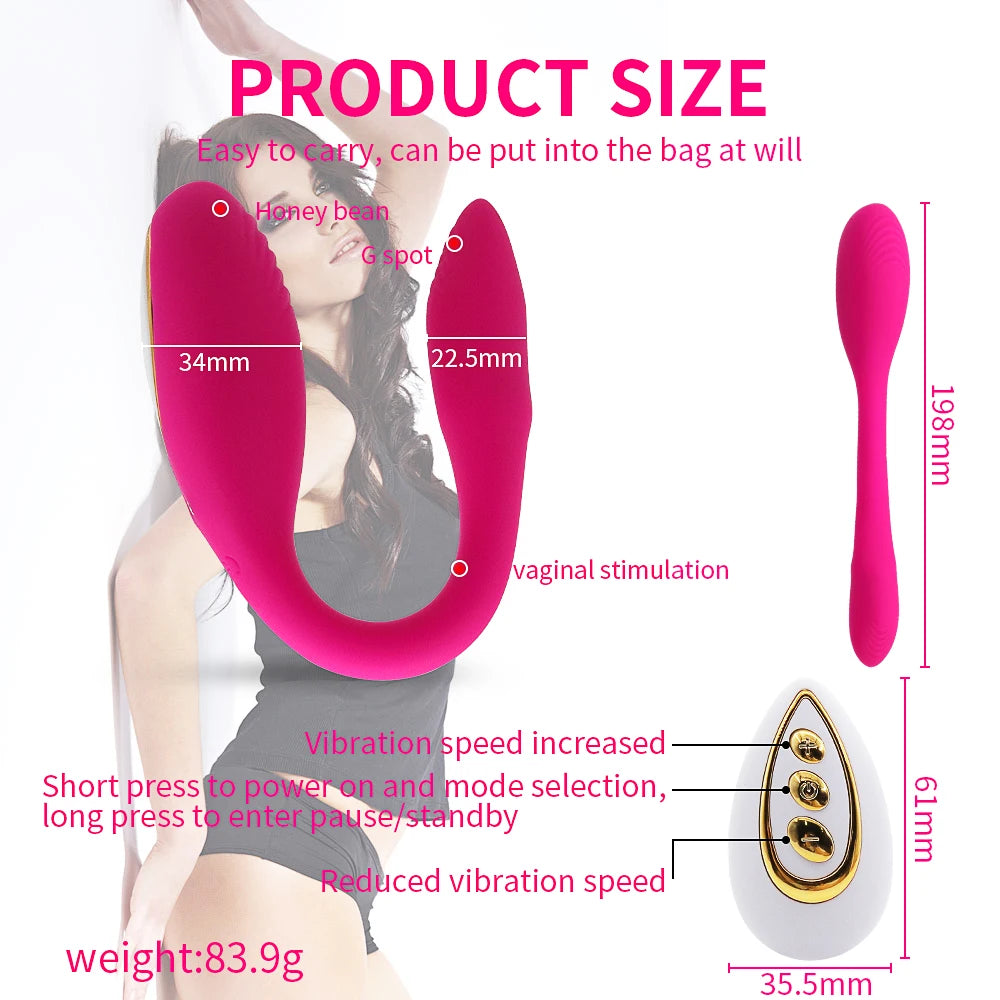 Vibromasseur Connecté 10 Modes – Port Discret en U, Télécommande Sans Fil, Stimulation du Point G pour Femme & Couple