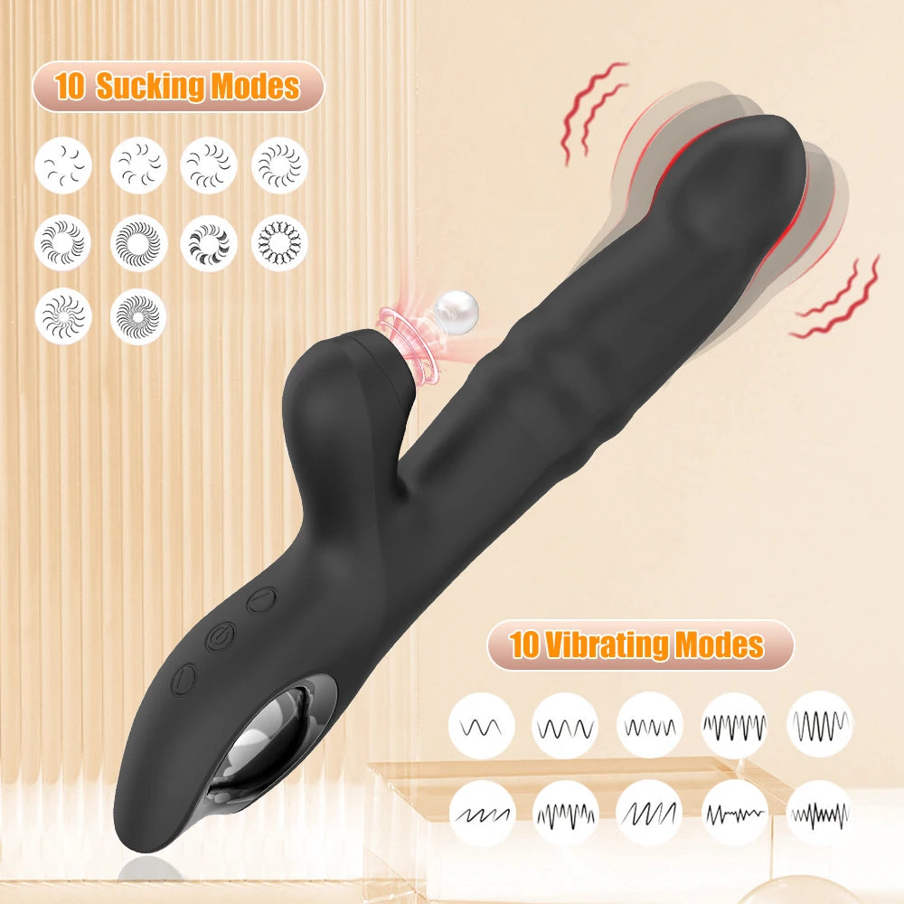 Vibromasseur Réaliste en Silicone avec Stimulateur Clitoridien – Dildo Pénétrant et Suceur de Clitoris