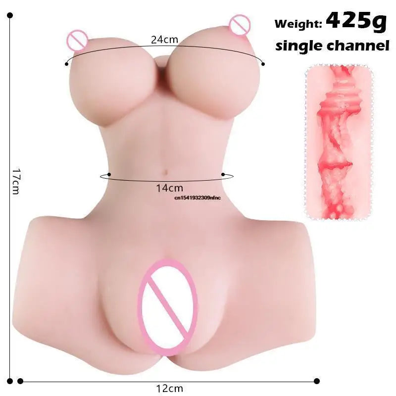 Sexdoll Torso en Silicone – Vagin Réaliste, Anus et Fesses Voluptueuses pour Homme