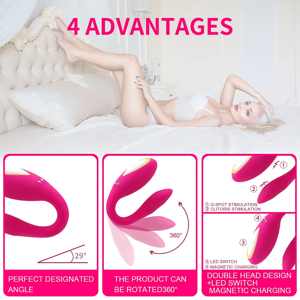 Vibromasseur Connecté 10 Modes – Port Discret en U, Télécommande Sans Fil, Stimulation du Point G pour Femme & Couple