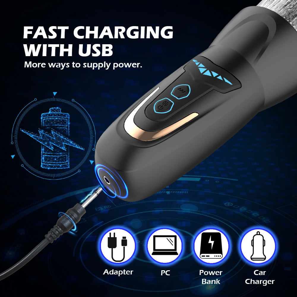 Masturbateur Téléscopique Automatique – Cup Vibrante à Poussée et Rotation pour Homme