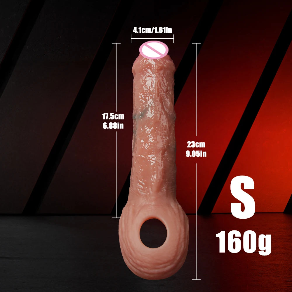 Penis Cock Sleeve Male Sex Toy Penis Enlarger Extender for Men Realistic Dildo Penis Ring to Lock the Sperm Male Penis Training