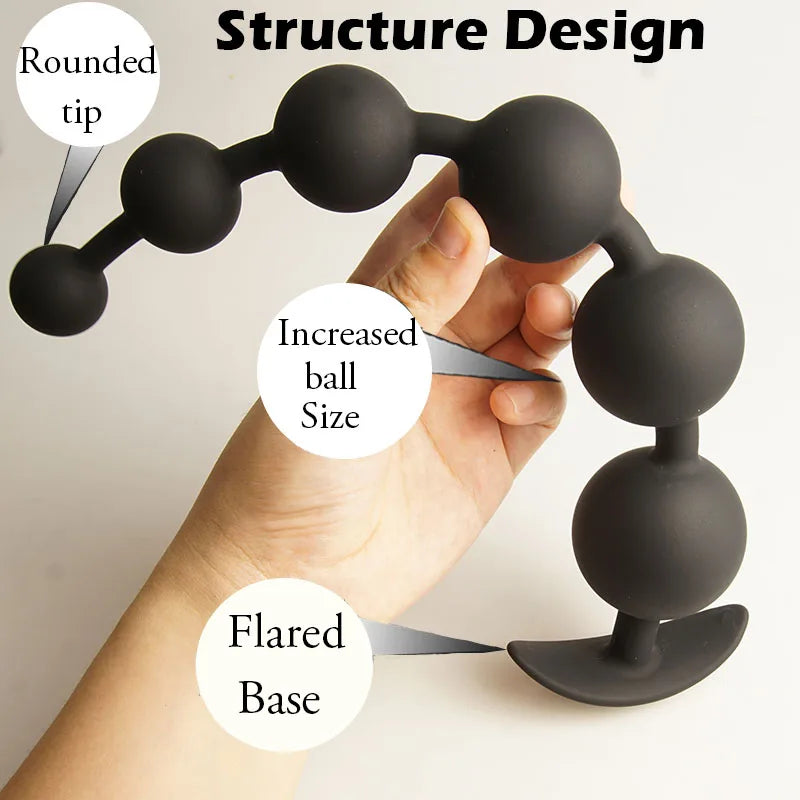 Perles Anales Longues en Silicone – Dildo Anal Progressif pour Entraînement, Massage Prostatique et Stimulation Anale