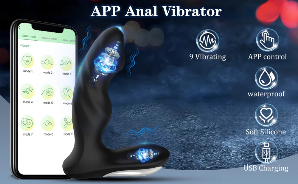 Stimulateur de Prostate Rotatif pour Homme – Vibromasseur Anal Connecté Bluetooth avec Télécommande Sans Fil