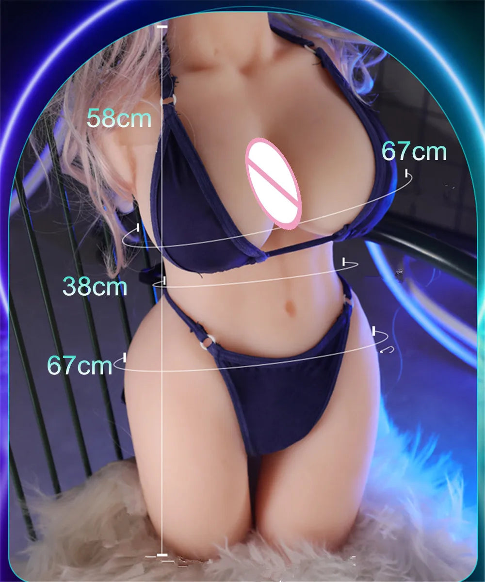 Sex Doll Demi-Corps avec Tête et Seins Réalistes – Poupée Féminine en Silicone avec Vagin Intégré, Masturbateur pour Homme