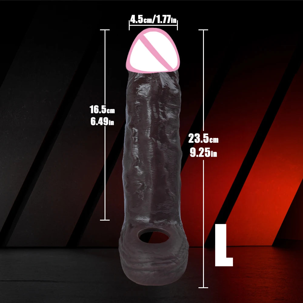 Penis Cock Sleeve Male Sex Toy Penis Enlarger Extender for Men Realistic Dildo Penis Ring to Lock the Sperm Male Penis Training