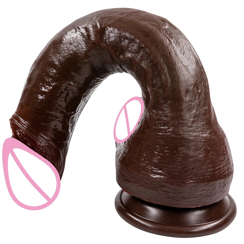 Long Dildo Réaliste Noir avec Ventouse - Plug Anal XXL en Forme de Gros Phallus | Sextoy Homme et Femme