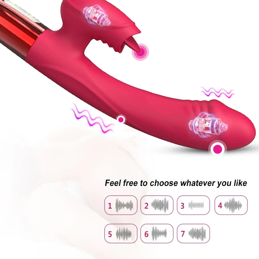 Vibromasseur Puissant avec Effet Langue – Stimulation Clitoridienne & Point G
