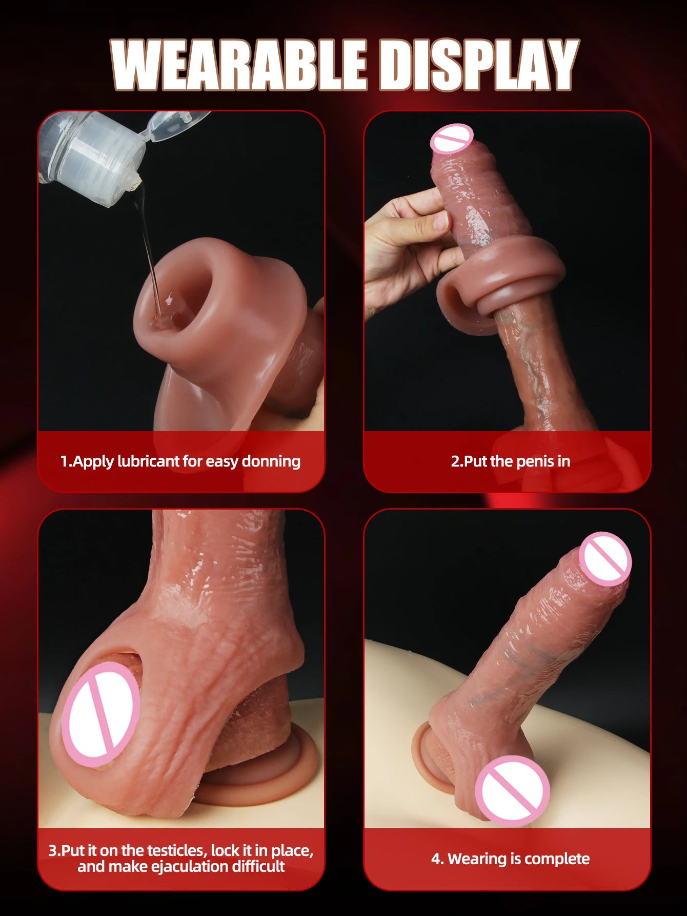 Penis Cock Sleeve Male Sex Toy Penis Enlarger Extender for Men Realistic Dildo Penis Ring to Lock the Sperm Male Penis Training