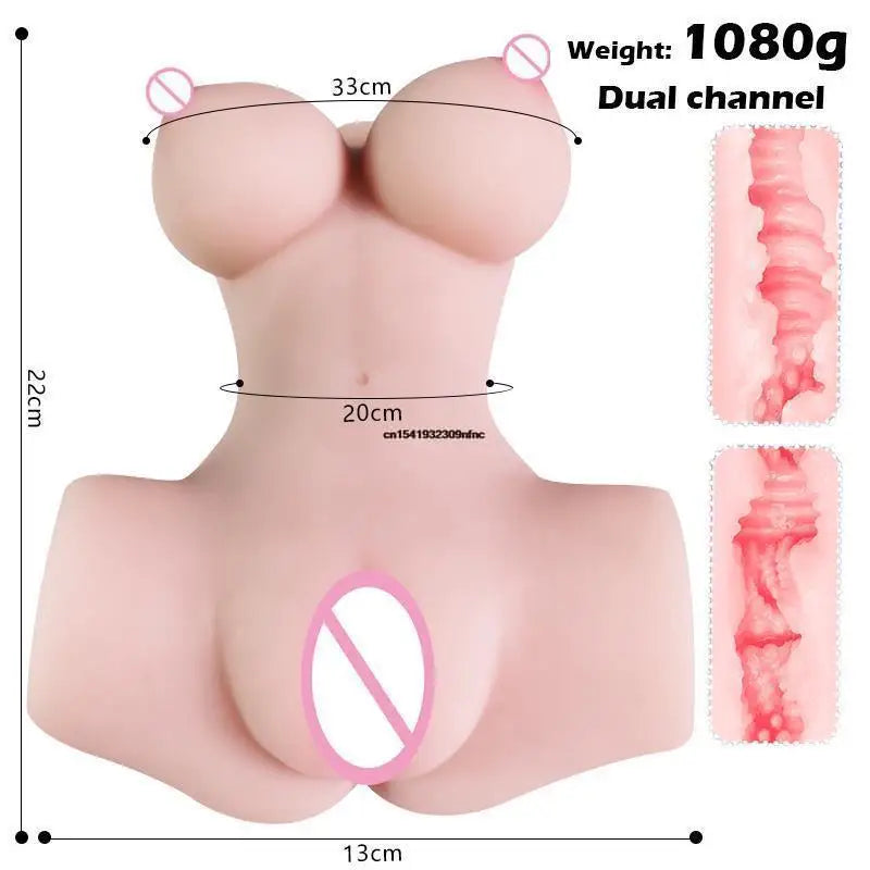 Sexdoll Torso en Silicone – Vagin Réaliste, Anus et Fesses Voluptueuses pour Homme