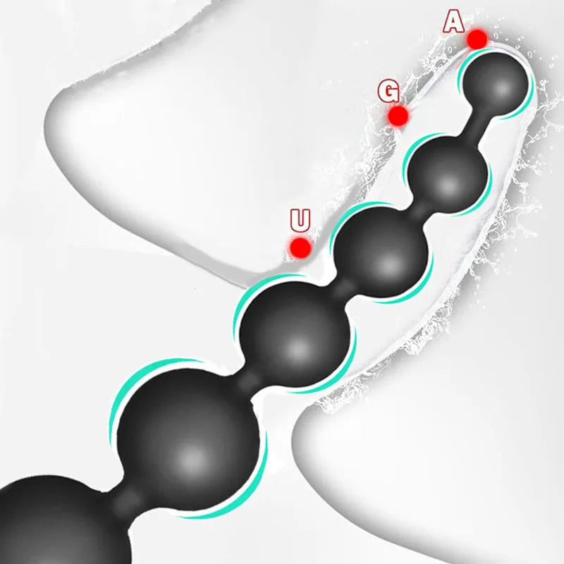 Perles Anales Longues en Silicone – Dildo Anal Progressif pour Entraînement, Massage Prostatique et Stimulation Anale