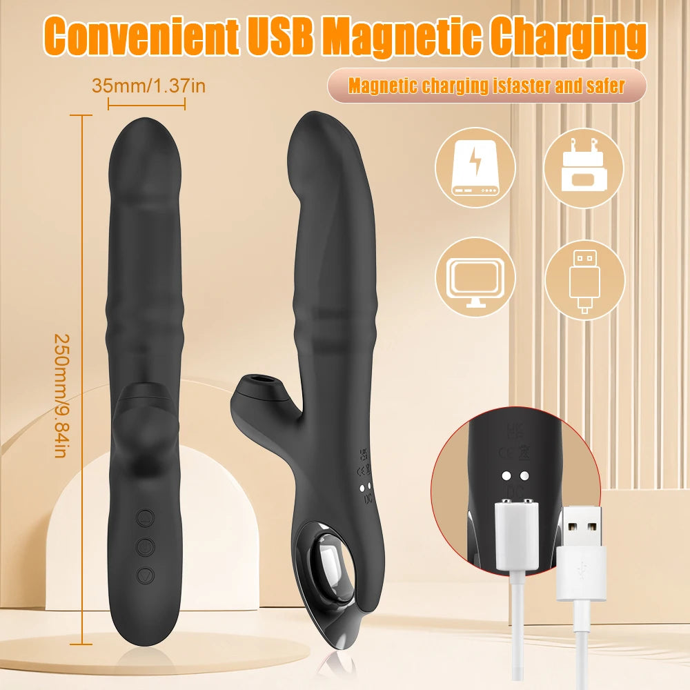 Vibromasseur Réaliste en Silicone avec Stimulateur Clitoridien – Dildo Pénétrant et Suceur de Clitoris
