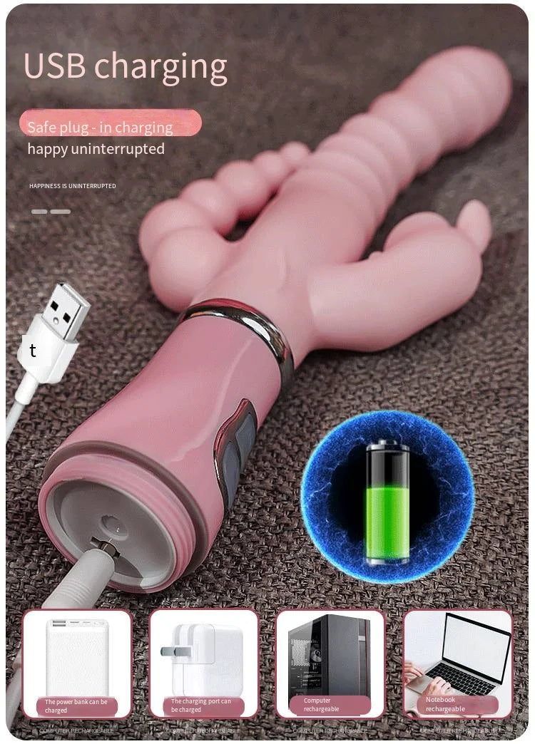 LickLip 3 en 1 – Vibromasseur Rabbit avec Fonction Léchage de Langue, Double Tige et Stimulation Triple | Sextoy Haute Précision pour Femme