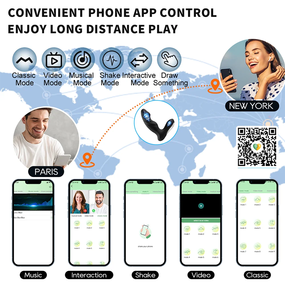 Stimulateur de Prostate Rotatif pour Homme – Vibromasseur Anal Connecté Bluetooth avec Télécommande Sans Fil