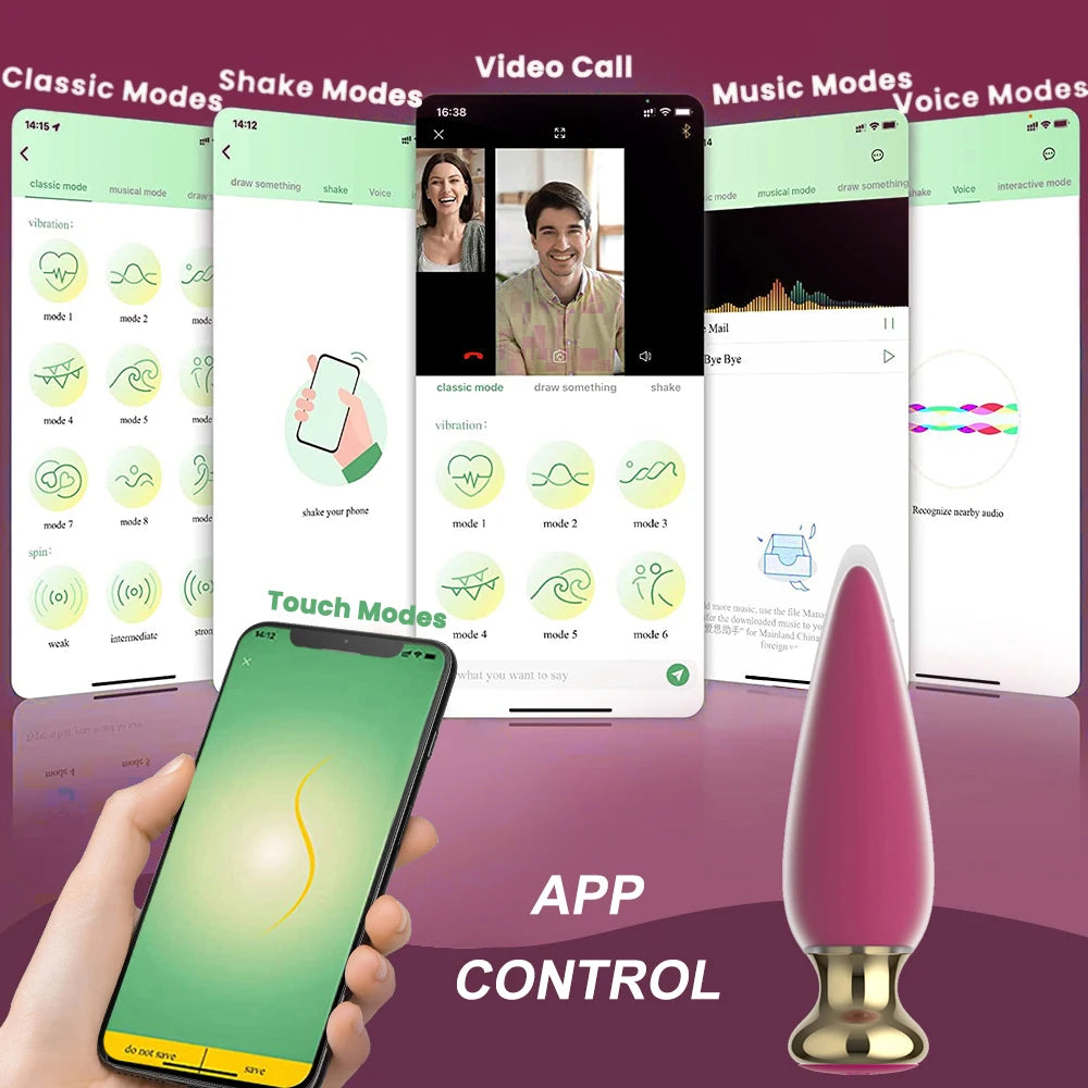 Plug Anal Vibrant Bluetooth - Télécommande via Application - Sextoy Unisexe Sans Fil pour Stimulation du Point G et Prostate - Compatible Homme/Femme